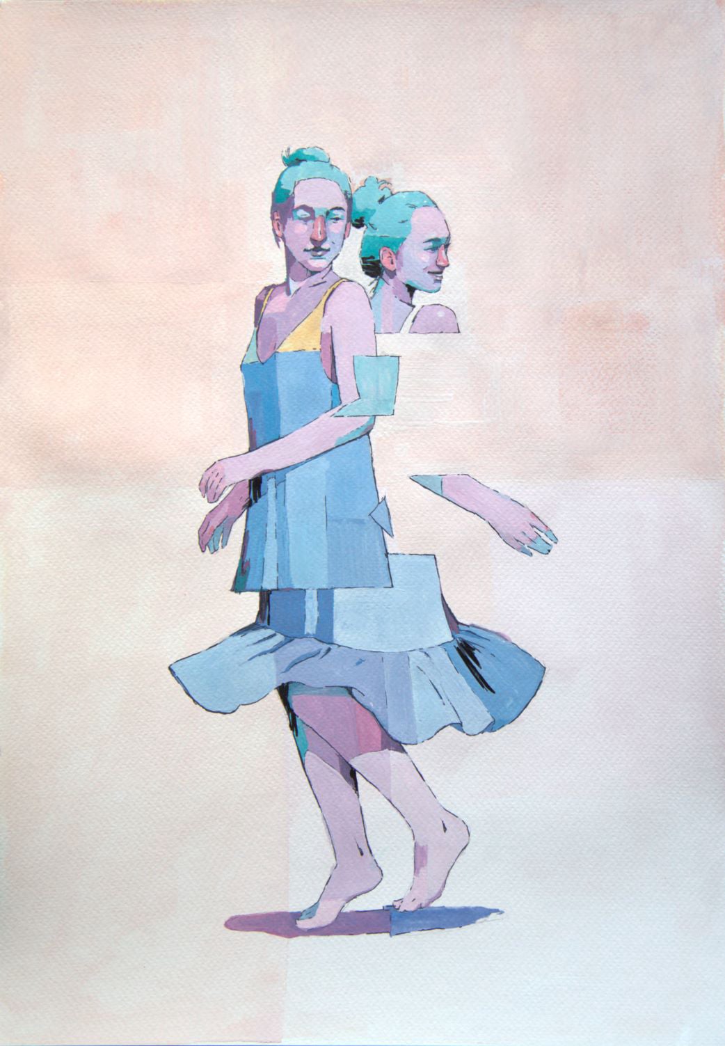 dance art woman gouache paint